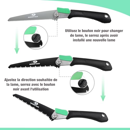 Mossy Oak Pruning Saw, 3 in 1 Multifunctional Folding Saw for Pruning, Gardening, Cutting Wood, Pipes, PVC, Non-Ferrous Metal, Camping Use