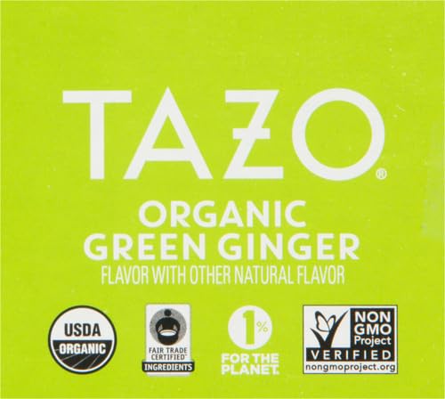 TAZO ORGANIC GREEN TEA, GREEN GINGER, CAFFEINATED TEA, 16 TOTAL BAGS