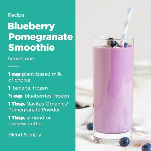 Navitas Organics Pomegranate Powder – Organic Juice Powder - For Smoothies, Desserts, Dips & More – Antioxidant Support - USDA Organic, Non GMO, Kosher, Gluten Free, Vegan (8oz. Bag, 45 Servings)