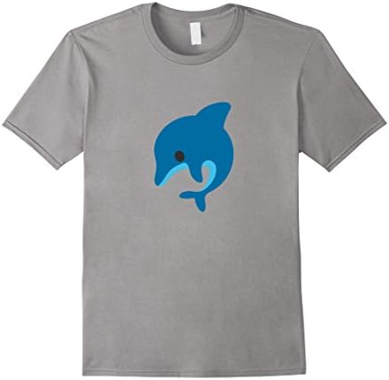 Mens Dolphin Cartoon T-Shirt Emoticon Ocean Mammal Fish Sea Medium Slate