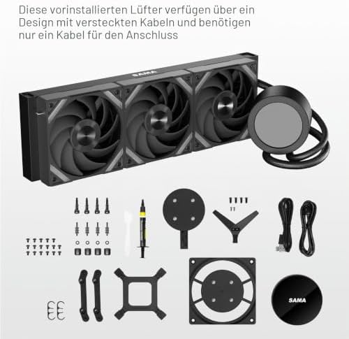 Q70 360 mm leise AIO-CPU-Wasserkühler, 2,8"-IPS, Intel/AMD, Schwarz