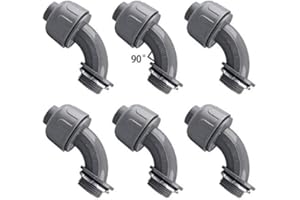 YXX-TECH 3/4 Inch Flexible Nonmetallic Liquid-Tight Connector, 90-Degree Electrical Conduit Connector Fitting,UL Listed, (6 Pack) (3/4 Npt 90D)