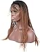 BLUPLE Ombre 30# Micro Braided 1b Synthetic Lace Front Wigs Fully Hand Tied Heat Resistant Hair Braiding Styles Fiber Hand Braided Wig for Black Women (18 inches, Micro Braided,T1B/30)