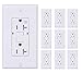 [10 Pack] LGL 20Amp 125V GFCI Duplex Self-Test Receptacle Outlet, Tamper Resistant, Weather Resistant, UL listed, 2 LED Indicator Lights, End-of-Life Alarm, Indoor and Outdoor Outlets, White