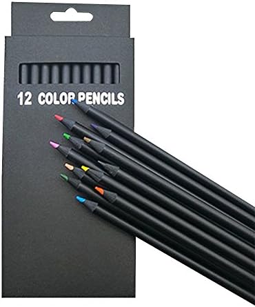 Colored Pencils for Adults, Best Color Pencil Set for Adult Coloring Books, 12 Piece Black Wood Drawing Kit
