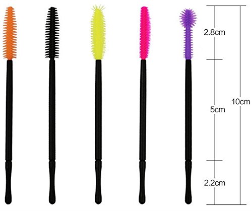 Coshine 100pcs 5 Styles Disposable Silicone Eyelashes Makeup Brushes Mascara Wands Applicator Spoolers Makeup Tool