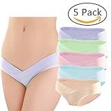 GEPAI 5 PCS Women's Under Bump Cotton Maternity Panties Healthy Underwear, Multi Pack (12/14 (US) XL)