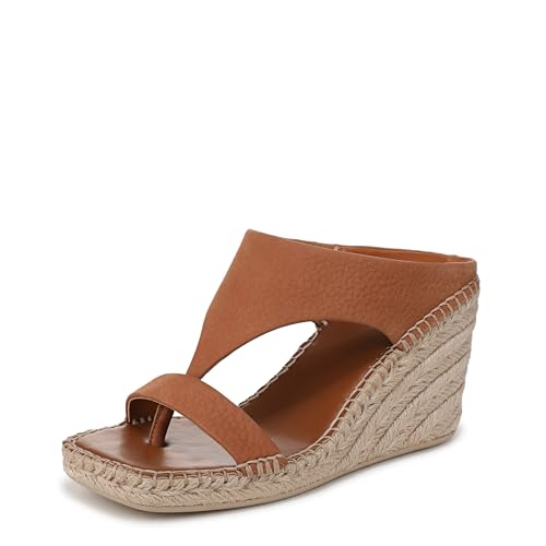 Franco Sarto Women's Farren Espadrille Wedge Sandal Caramel Brown Leather 5 M
