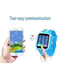 DanCoTek   Reloj inteligente 2G GSM de dos vías para llamadas telefónicas SOS, pantalla táctil, cámara frontal, juegos y números de aprendizaje para niños