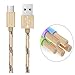 USB Type C Cable,MQOUNY 2Pack Nylon 2.4A Fast Charger And Data Transfer USB Charging Cord USB C Cable for Galaxy Note8 S8 S9 S8 S9 Plus, LG G6 G5 V20, Mate 9,Moto Z2, Google Pixel (BLACK-GOLDEN)
