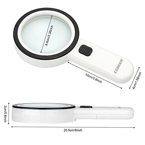 Magnifier Magnifying Glass with Light, 10X Handheld Lighted Led Magnifier with 12 LEDs Double Glass Lens for Seniors Reading, Coins, Stamps, Map,Jewelry, Inspection, Macular Degeneration - Thumbnail 4