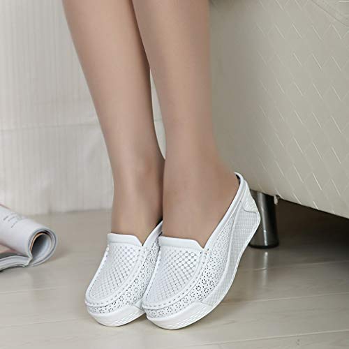 Respctful✿Women's Closed Toe Wedges Slide Platform Sandals Flowers Print Backless Slippers Vintage Platform Shoes White