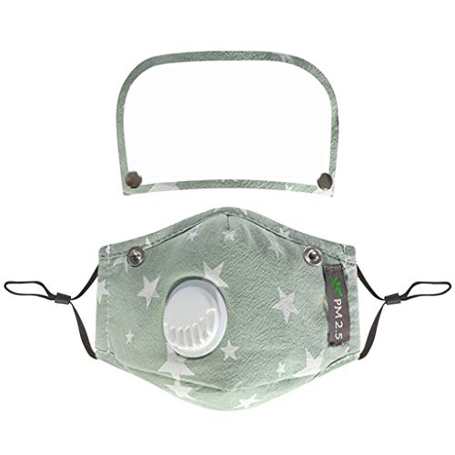 Dauling Kid Reusable Face Cotton with Breathing Valve with Activated Carbon Filter Replaceable Filters Face Health for Adults (1PC+2PC Filters, C)