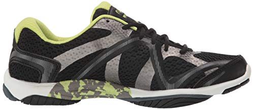 Ryka Women's Influence Cross Trainer, Black/Sharp Green/Forge Grey/Metallic, 8.5 W US