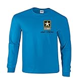 US Army Strong Star Logo Military Black Chest Print Long Sleeve T-Shirt