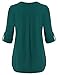 Youtalia Ladies Tunic Tops 3/4 Sleeve, Womens Fall Cuffed Sleeve V Neck Office Shirt Pleated Curved Hem Business Casual Tops Blouse (Large, Dark Cyan)