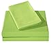 Honeymoon 1800 Brushed Microfiber Embroidered Bed Sheet Set, Ultra Soft, Queen - Lime Green