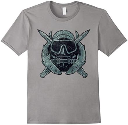Mens US Combat Diver Vintage Insignia Tshirt 2XL Slate