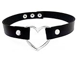 GIANCOMICS Vintage Love Heart PU Leather Choker Necklace Goth Choker Collar Chain H