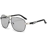 Leekeer Square Men's Polarized Sunglasses For Day And Night Use, Photochromic Sunglasses, Driving Sunglasses
