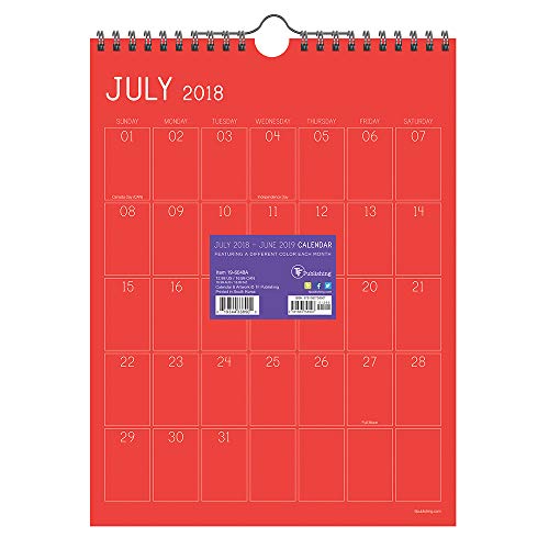 TF Publishing 19-6048A July 2018 - June 2019 Color Collection Monthly Wall Calendar, 9 x 12