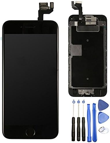 iPhone 6S 4.7 Inch LCD Display Screen Replacement Touch Digitizer Full Assembly with Home Button, Earpiece, Front Camera, 3D Touch (Without Touch ID) (Black)