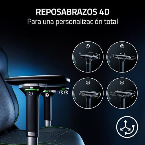 Iskur V2 - Silla para Gamers con Soporte Lumbar adaptativo (Cojines de Espuma de Alta Densidad, Cuero sintético de Calidad EPU, Reposabrazos 4D) Tejido