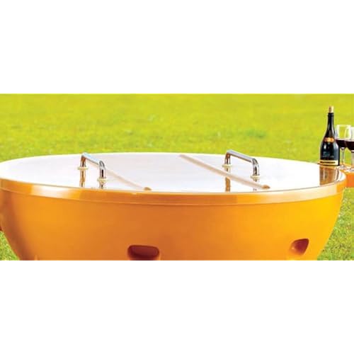 ALFI brand FireHotTub-YE Round Fire Burning Portable Outdoor Fiberglass Soaking Hot Tub, Yellow Patio, Lawn & Garden, Pools, Hot Tubs & Supplies, Hot Tubs