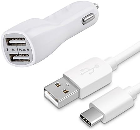 Samsung Galaxy S8/ S8 Plus USB Type C Car Charger, LG G5 Car Charger, 3.1A 2-Port USB Adapter and 3.3ft Type C to A Charging Cable Cord