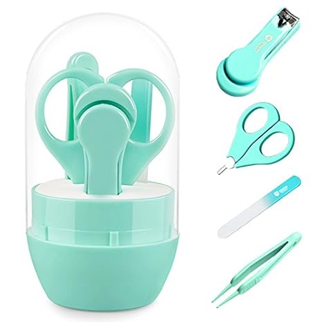 Beauty360 Babypflege Set 4 IN 1 Babypflege Set mit Baby Nagelschere, Baby Nagelknipser, Glasnagelfeile und Nasenpinzette Sich