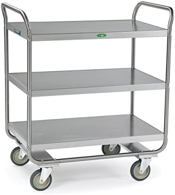 Lakeside 244 Tubular Utility Cart, Stainless Steel, 3 Shelves, Dual Handles, 500 lb Capacity, NSF Listed, 22" x 36" x 40- 5/8"