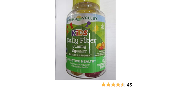 Amazon Com Spring Valley Kids Daily Fiber 0 11 Oz De Salud Digestiva Fruta 60 Gomitas Paquete De 2 Salud Y Hogar