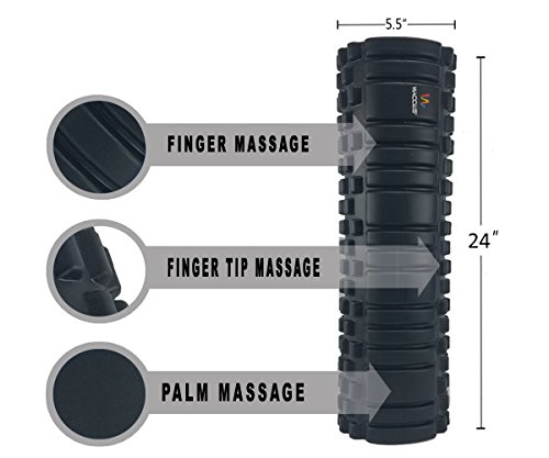 Wacces High Density Muscle Massage Foam Roller 24" Black with EVA