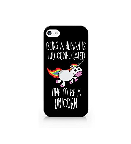 Case for iPhone 5/5S/5SE - Cover all sides - Being A Human Is Too Complicated - Unicorn - Unicorn Pictures - Unicorn Beetle Phone Case - Cool Quotes