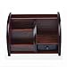 KLOUD City Dark Brown Wooden Ladder Style Desktop Organizer Sorter Stuff Storage Holder Pen Pencil Holder with a Drawer