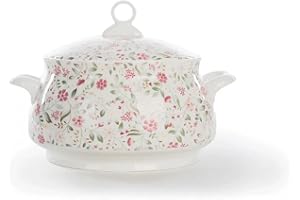 9 inch, Bone China Tureen, Ceramic Dinner Serving Bowl with lid, Buffet Container, Food Storage containers with lids bento Bo