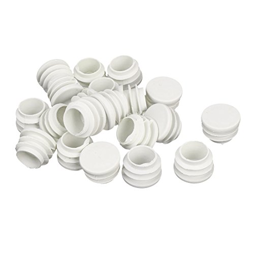 uxcell 25mm Diameter Plastic Blanking End Cap Round Ribbed Tube Insert White 20pcs - Thumbnail 2