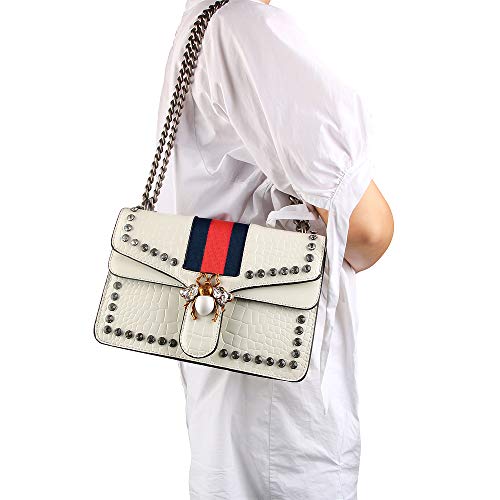 Beatfull Designer Shoulder Bag for Women, Fashion Bee Crossbody Bag Handbags with Chain (bluewhite)