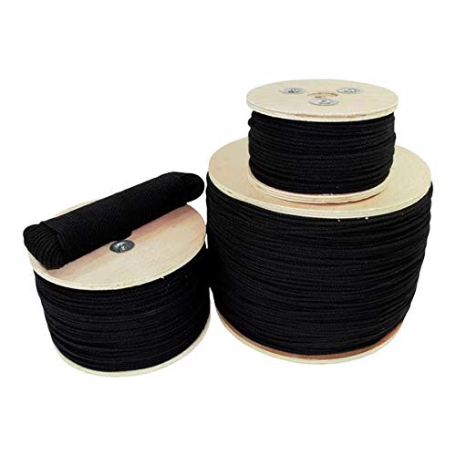 Cotton Tie Line (1/8 inch) Unglazed - SGT KNOTS - Trick Line - Multipurpose Utility Line - Polyester Core - Theatrical Projects, Decor, Cable Management, Commercial uses (300 ft - Black)
