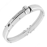 Fashion Alloy White CZ Silver-Tone Handcuff Mens Bracelet