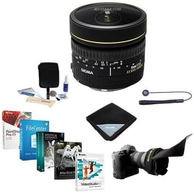 Sigma 8mm f/3.5 EX DG Circular Fisheye AF Lens for Nikon Cameras - USA Warranty - Bundle with Flex Lens Shade, Cleaning Kit, Lens Wrap, Lens Cap Leash II, Software Package