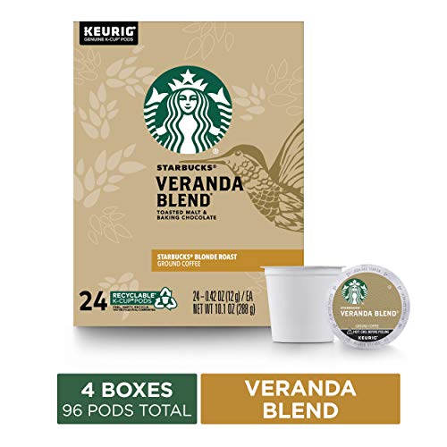 Starbucks Veranda Blend Blonde Roast Single Cup Coffee for Keurig Brewers, 4 Boxes of 24 | Great Holiday Gift for Coffee Lovers