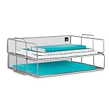 Mindspace 2 Tier Stackable Letter Tray| Paper Tray Desk Organizer | The Mesh Collection, Silver