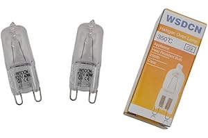 WSDCN.COM 2 Pack, Fulfilled by Amazon, WSDCN G9 120 Volt 40W Halogen Oven Lamp 350°C Oven Light Bulb