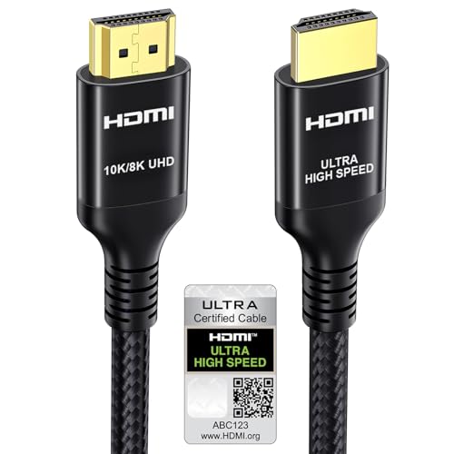 Etseinri HDMI 2.1 Cable 2M Certified 48Gbps Ultra High Speed HDMI® Cable 4K 240Hz 165Hz 120Hz 8K 60Hz 10K HDMI Lead Braided Cord HDCP 2.3 Dolby Atmos Vision eARC HDR for Gaming Monitors TV Soundbar