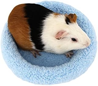Hamster Bed Round Warm Sleep Mat Pad for Hamster Hedgehog Squirrel Guinea Pig Small Animals (S, Blue)