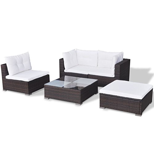 vidaXL Gartenmöbel 14-TLG. Poly Rattan Sofa Lounge Sitzgruppe Gartengarnitur – Bild 5