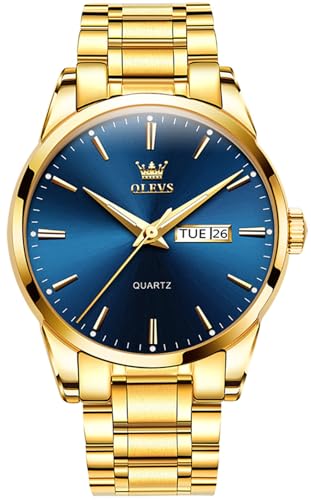 OLEVS Mens Watches Large Face Watch for Men Casual Stainless Steel Diamond Analog Quartz Waterproof Date Dress Men's Wrist Watch…