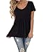Inital Women's V Neck Short Sleeve Babydoll Tunic Pleated Shirts Blouse Black 2xl