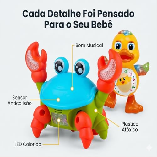 Kit Brinquedos Pato Dançante Caranguejo Fujão Infantil Aleatório